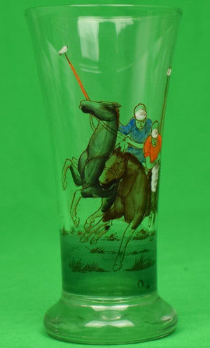 "Set of 4 Hand-Painted c1950s Polo Player Pilsner Glasses"