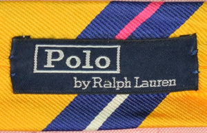 "Polo Ralph Lauren Repp Yellow/ Pink Stripe Italian Silk Tie"