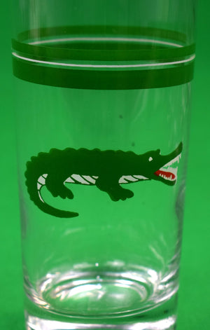 "Set x 8 Cora Alligator w / Green Stripes Highball Glasses"