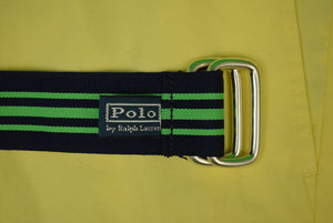 Polo By Ralph Lauren Navy/ Kelly Green Grosgrain Ribbon D-Ring Belt Sz XL