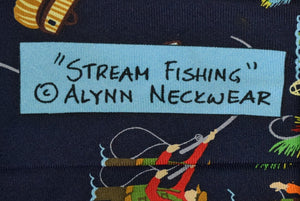 Alynn "Stream Fishing" Navy Silk Tie