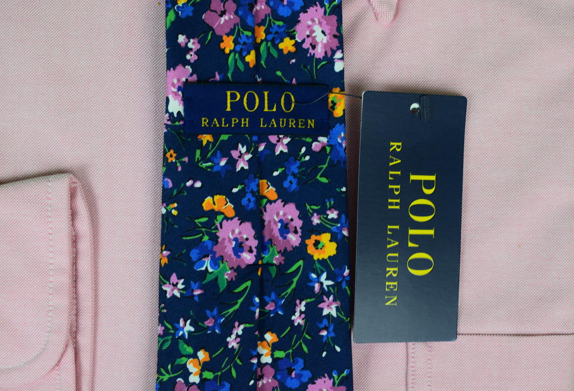 "Polo Ralph Lauren Navy Silk Floral Print Tie" (New w/ RL Tag) (SOLD)