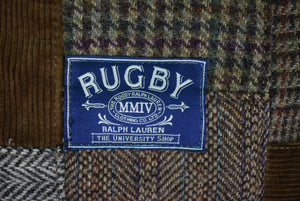 "Rugby Ralph Lauren Patch Tweed c2011 Tote Bag w/ Leather Trim" (New w/ RRL Tag)