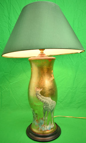 Safari Decoupage Hurricane Gilt Applique Lamp