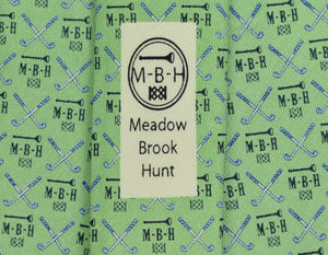 "Vineyard Vines x Meadow Brook Hunt Club Seafoam Green Golf Logo Tie"