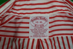 Brooks Brothers Bengal Stripe Red Broadcloth BD Shirt Sz 16-XL