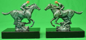 Pair Of Jockey/ Racehorse Bronze c1930s Bookends