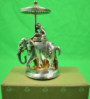 "Christofle Silver Plate Chinoiserie Monkey on Elephant w/ 'Toothpick' Parasol" (New in Box!) (SOLD)
