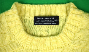Brooks Brothers Yellow Scottish Shetland Cable Crewneck Sweater Sz 40