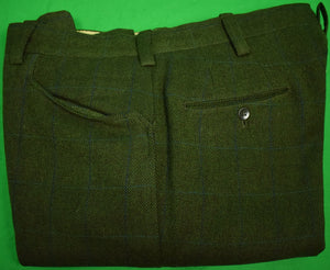 Chipp c1967 Navy Windowpane on Olive Tweed Trousers Sz 34"W