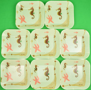Set of 8 Cape Cod Seahorse Stacking c1960s Fiberglass Dishes (New/ Old Stock!)