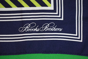 "Brooks Brothers Navy/ Lime Diagonal Stripe Silk Pocket Square" (NWT) (SOLD)