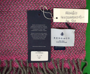 "Begg & Co Scottish Cashmere Flora Pink Herringbone Pattern Scarf" (New w/ Tags) (SOLD)