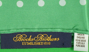"Brooks Brothers English Silk Green w/ White Polka Dot Pocket Square" (SOLD)