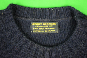 Brooks Brothers Shetland Wool w/ Intarsia The Putt Golfer Navy Crewneck Sweater Sz M