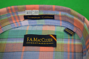 "The Andover Shop by F.A. MacCluer India Madras L/S BD Sport Shirt" Sz: XL (Deadstock!)