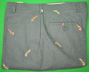 GT Candy Cane Emb Med Grey Flannel Trousers Sz: 40"W