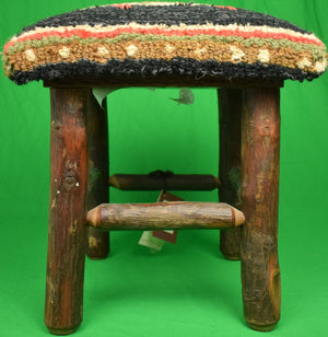 Adirondack Trout Stitch-Work Wool Top Hickory Stool (New w/ Tag!)