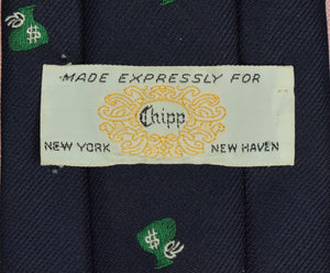 Chipp Navy Tie w/ Green 'Money $ Bags'