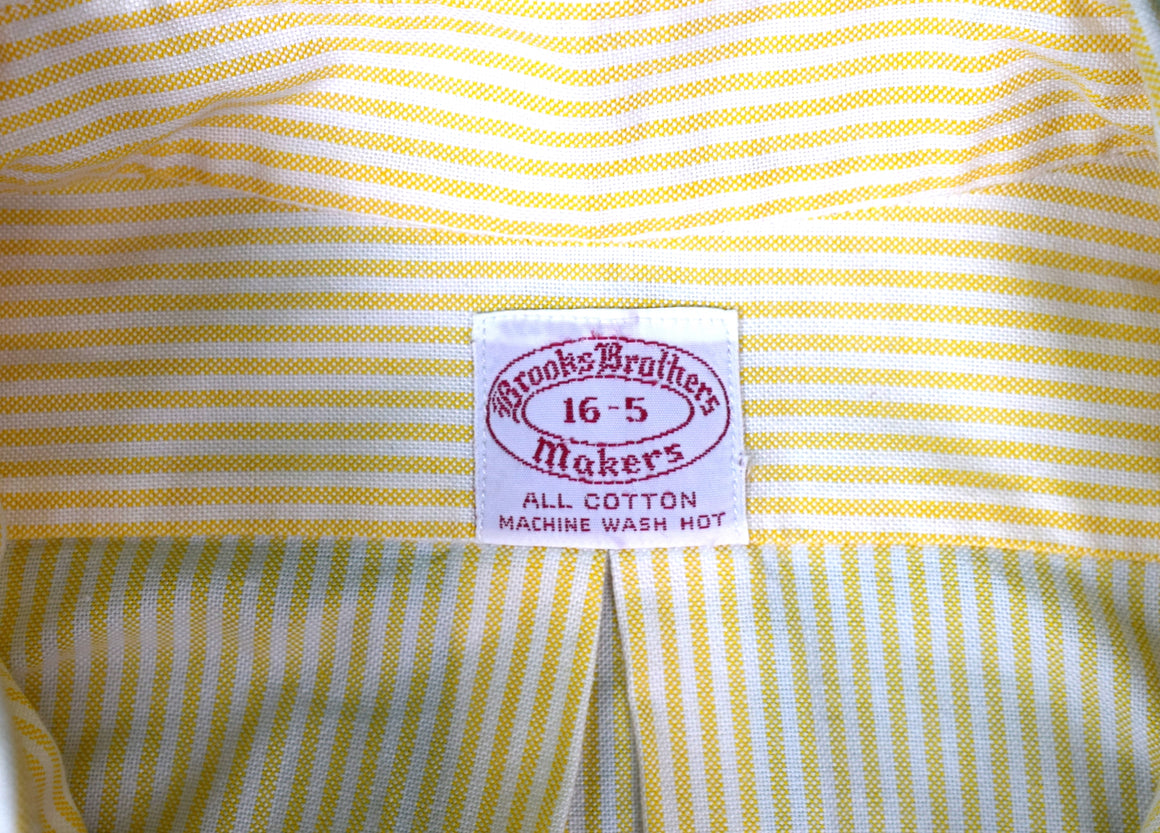 "Brooks Brothers Yellow c1980s Candy Stripe OCBD Shirt" Sz 16-5