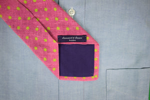 Seaward & Stearn English Linen Pink/ Lime Dot Tie