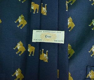 Chipp English Bulldog Necktie & Matching Silk Jacquard Waistcoat Sz: L (43)