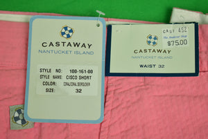 The Andover Shop by Castaway Coral Seersucker Cisco Shorts Sz: 32"W