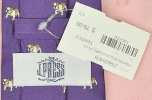 "J. Press Printed Yale Bulldog Purple Silk Tie" (New w/ JP Tag) (SOLD)