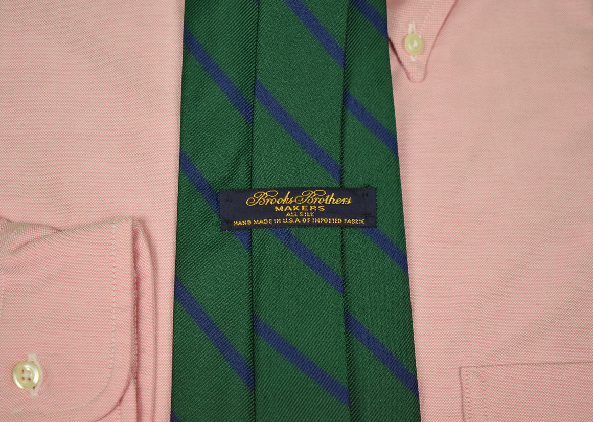 "Brooks Brothers Green/ Blue Repp Stripe Tie" (DEADSTOCK w/ $29.50 BB Tag) (SOLD)
