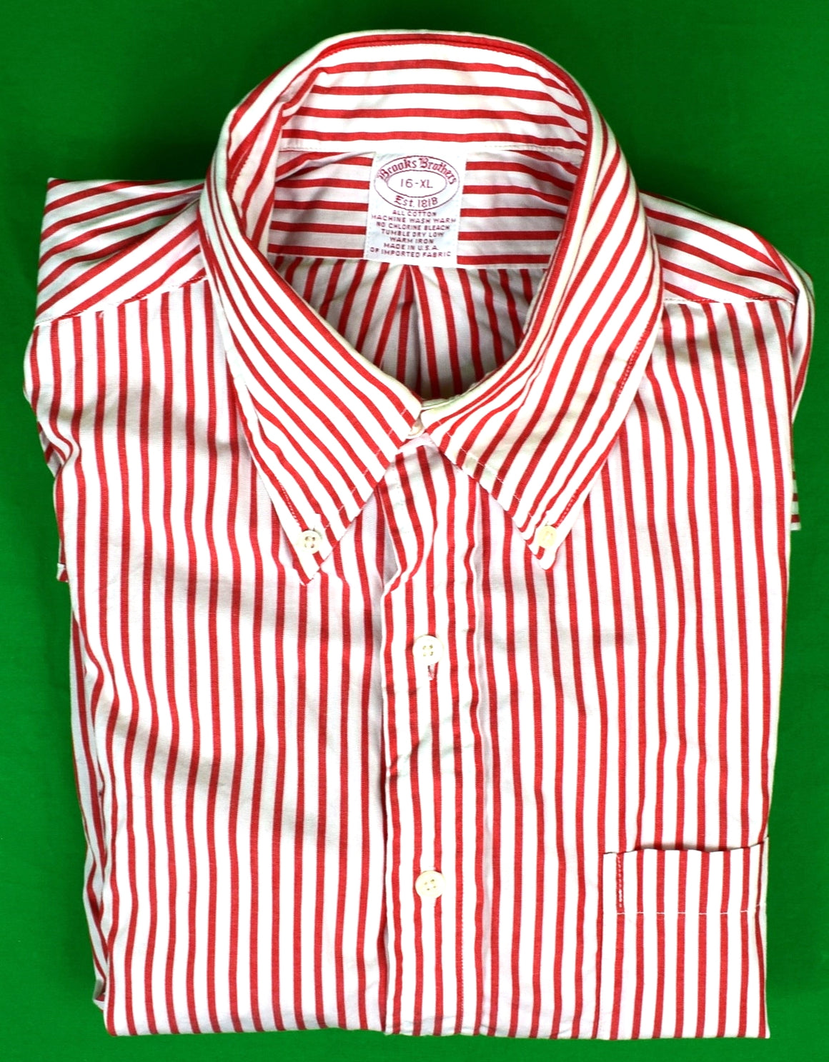Brooks Brothers Bengal Stripe Red Broadcloth BD Shirt Sz 16-XL
