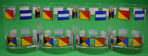 Set Of Four Abercrombie & Fitch Signal Flag 14oz. Double Old Fashioned Bar Glasses