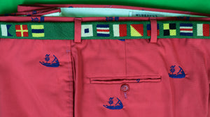 "Hand-Needlepoint w/ (20) Signal Flags Green Belt" Sz 39 (SOLD)