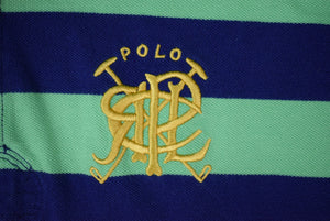 "Polo By Ralph Lauren Kelly Green/ Navy Rugby Stripe S/S Pique Shirt" Sz XL (New w/ PRL Tag)