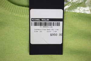 "Michael Reslan Italian Cashmere Crewneck Chartreuse Sweater" Sz 2XL (New w/ $950Tag)