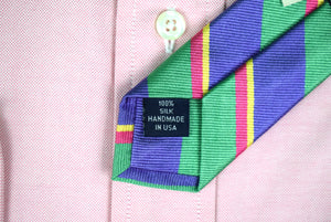 "Paul Stuart Phineas Cole Pink/ Green/ Lavender Stripe Silk Tie" (New w/ PS Tag)