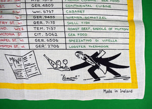 "A Food Guide To (37) London Restaurants" Irish Linen Lamont Towel (New/ Old Stock w/ Tag)