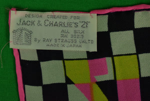 The "21" Club Jack & Charlie's Silk B&W Checkerboard Jockey Scarf XXI (New In Envelope) (SOLD)
