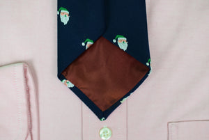 Navy Poly Tie w/ Santa In Green Cap