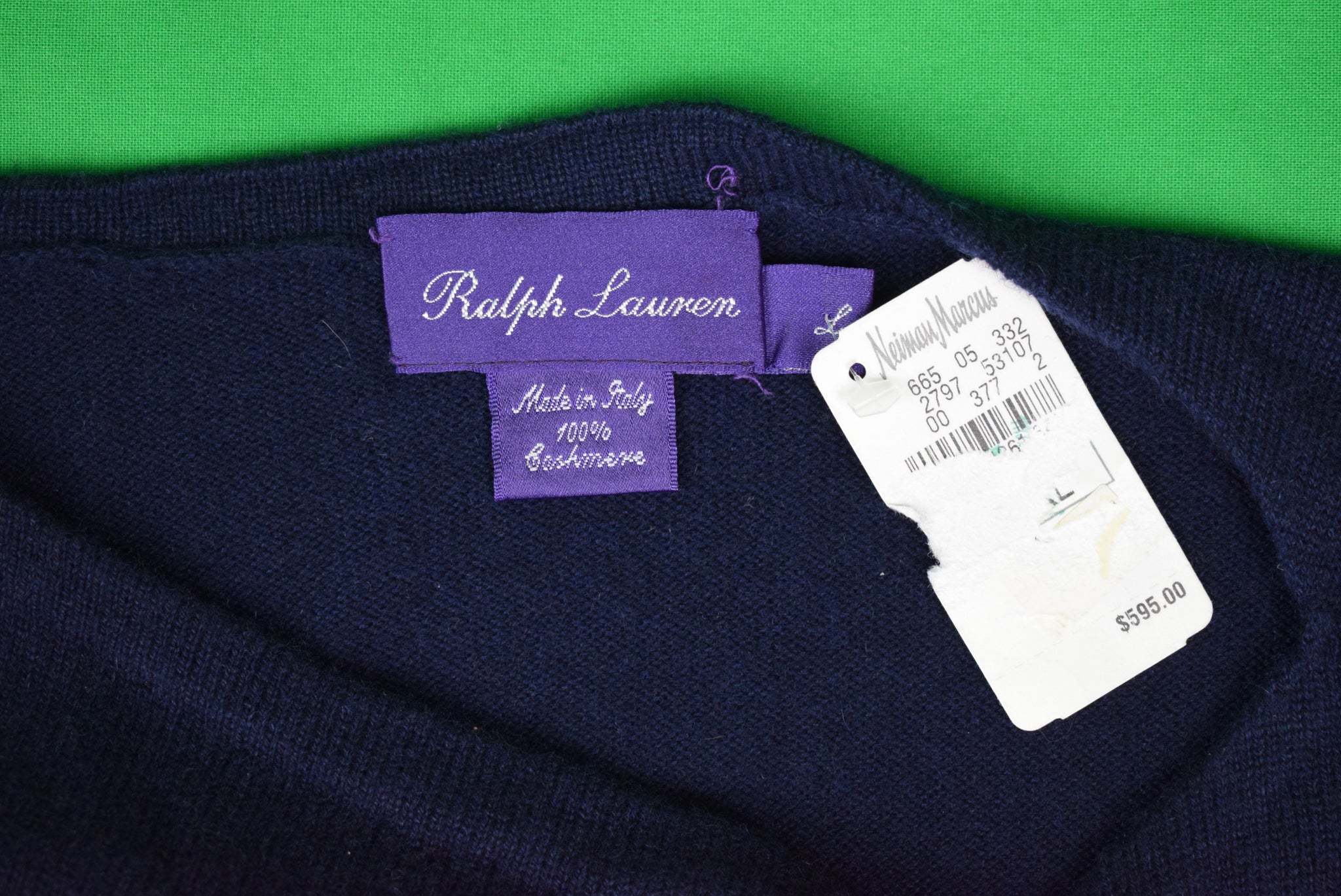 Ralph Lauren Purple Label Italian Cashmere Navy/ White Breton Stripe
