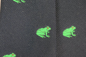 Trimingham's Bermuda Navy Poly Tie w/  Green Frog Print