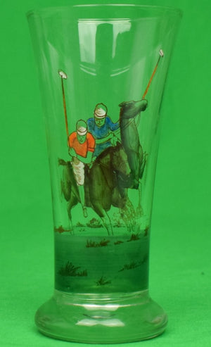 "Set of 4 Hand-Painted c1950s Polo Player Pilsner Glasses"