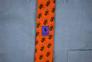 "Polo By Ralph Lauren Saddle x Mallets Orange Italian Silk Tie"