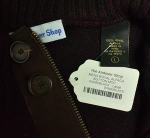 "The Andover Shop Royal Alpaca 2 Button Wine/ Black Sweater" Sz: L (New w/ Tags!) (SOLD)