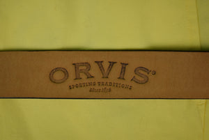 Orvis Bison Grained Leather D-Ring Brown Belt Sz L