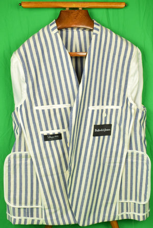 Bullock & Jones Blue & White Boater Stripe Jacket Sz 48R (New w/ $995 B&J Tag!)