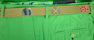 "Hand-Needlepoint Belt w/ The (8) Triple Winners Of The Maryland Hunt Cup" Sz: 42 (SOLD)