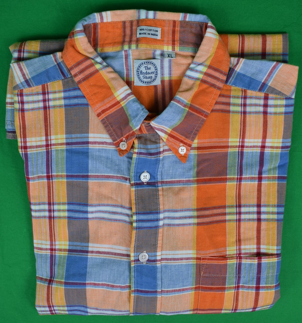 "The Andover Shop Orange Madras Plaid L/S Sport Shirt" Sz XL (SOLD)