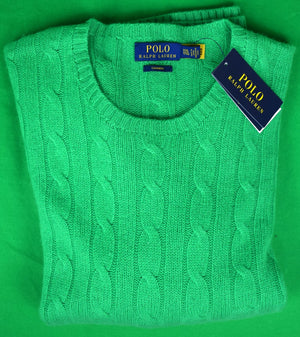 Polo Ralph Lauren Green Cashmere Cable Crewneck Sweater Sz XXL (New w/ RL Tag)