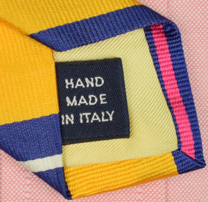 "Polo Ralph Lauren Repp Yellow/ Pink Stripe Italian Silk Tie"