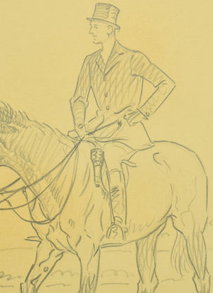 Paul Brown Original c1937 Pencil Drawing w/ 3 Riders